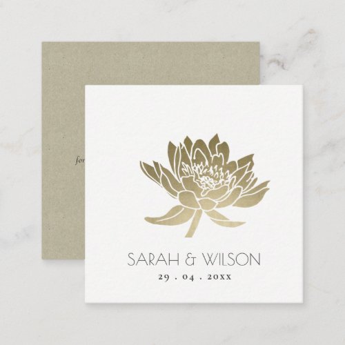 GLAMOROUS PALE GOLD LOTUS FLORAL WEDDING WEBSITE SQUARE BUSINESS CARD