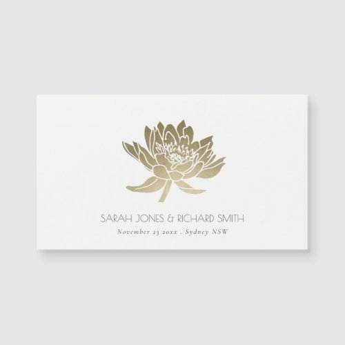 GLAMOROUS PALE GOLD WHITE FLORAL SAVE THE DATE