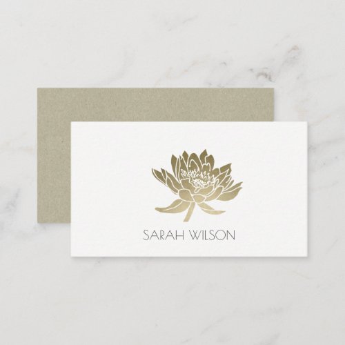 GLAMOROUS PALE GOLD WHITE LOTUS FLORAL  ADDRESS BUSINESS CARD