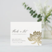 GLAMOROUS PALE GOLD WHITE LOTUS FLORAL THANK YOU POSTCARD (Standing Front)