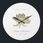 GLAMOROUS PALE GOLD WHITE LOTUS SAVE THE DATE GIFT LARGE CLOCK<br><div class="desc">If you need any further customization or any other matching items,  please feel free to contact me at info@yellowfebstudio.com</div>