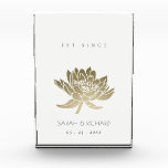 GLAMOROUS PALE GOLD WHITE LOTUS SAVE THE DATE GIFT PHOTO BLOCK<br><div class="desc">If you need any further customisation or any other matching items,  please feel free to contact me at yellowfebstudio@gmail.com</div>