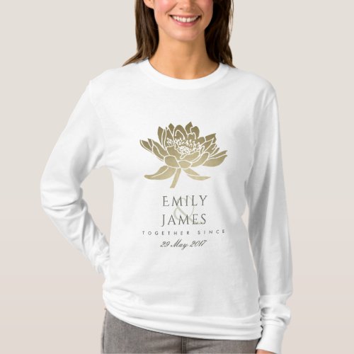 GLAMOROUS PALE GOLD WHITE LOTUS SAVE THE DATE GIFT T_Shirt