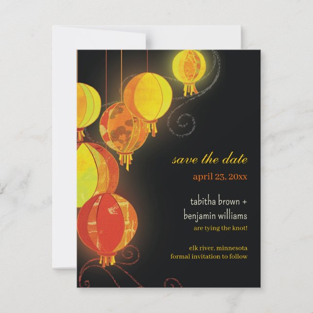 Glamorous Paper Lanterns Wedding Save the Date (Front)