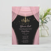 Glamorous Pink and Black Sweet Sixteen Invitation (Standing Front)