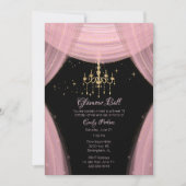 Glamorous Pink and Black Sweet Sixteen Invitation (Front)