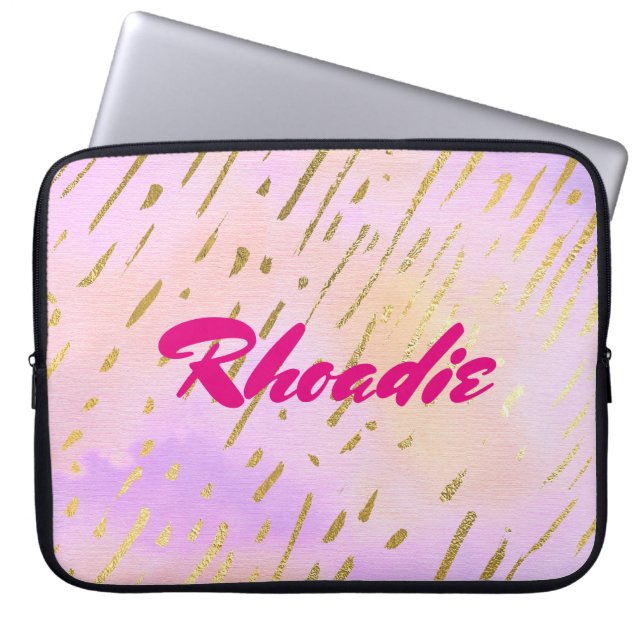 Glamorous Pink and Gold Laptop Sleeve (Front)