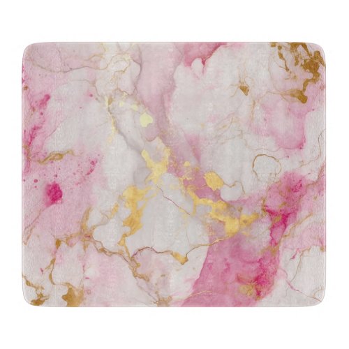 Glamorous pink and Gold Marble Effect Cutting Board