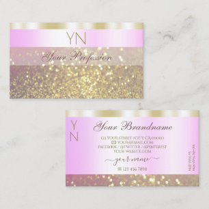 Glamorous Pink and Gold Sparkling Glitter Monogram Business Card