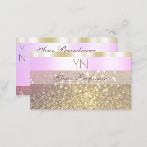 Glamorous Pink and Gold Sparkling Glitter Monogram Business Card