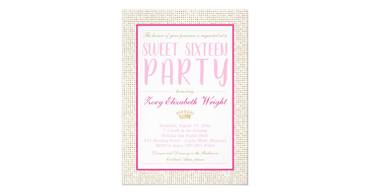 Glamorous Pink and Gold Sweet 16 Birthday Party Invitation | Zazzle.com
