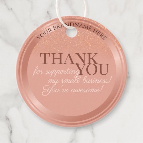 Glamorous Pink and Rose Gold Packaging Thank You Favor Tags