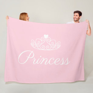 Glamorous Pink and White Princess Tiara Fleece Blanket