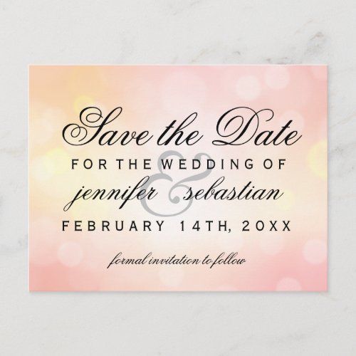 Glamorous Pink CHIC  Bokeh Light  Wedding Postcard