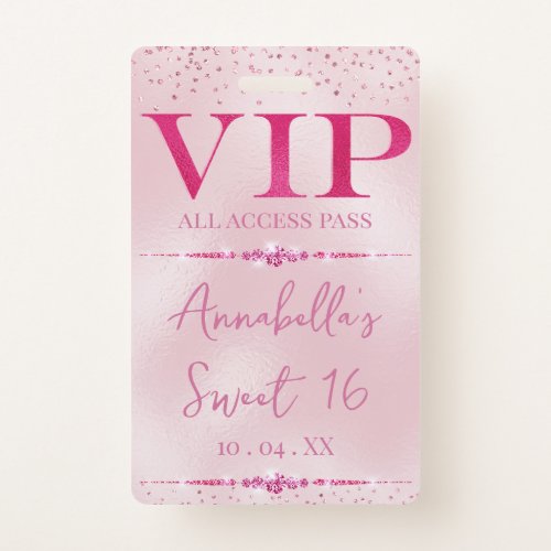 Glamorous Pink Diamonds VIP Badge