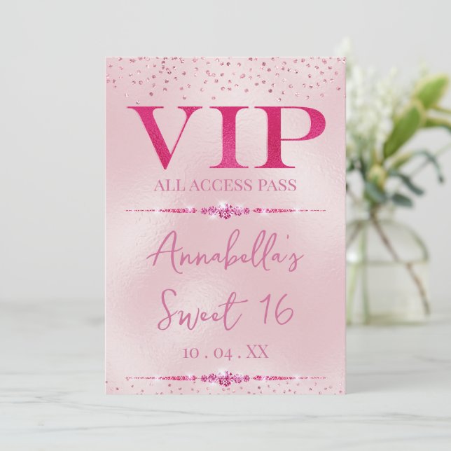 Glamorous Pink Diamonds VIP Invitation (Standing Front)
