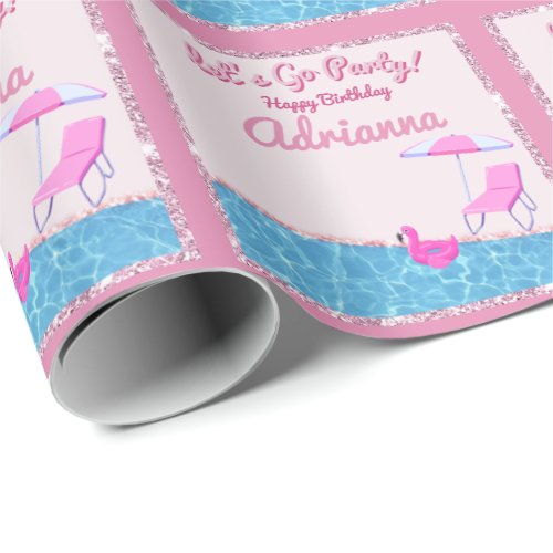 Glamorous Pink Glitter Beach Party Wrapping Paper