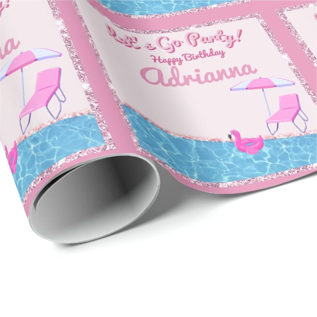 Glamorous Pink Glitter Beach Party Wrapping Paper (Roll Corner)