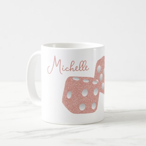 Glamorous Pink Glitter Dice Personalized Name Coffee Mug