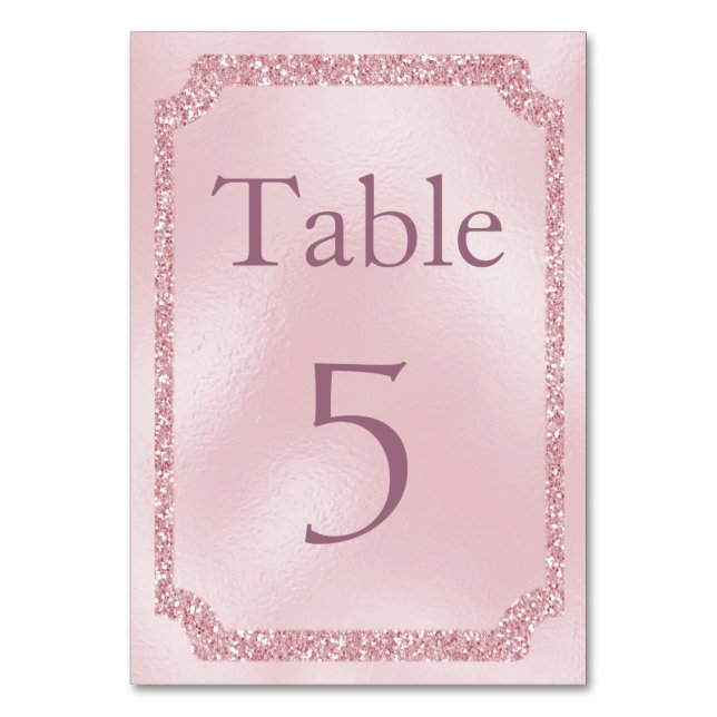 Glamorous Pink Glitter Event Table Number (Front)