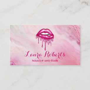 Glamorous Pink Glitter Glam Lips  Business Card
