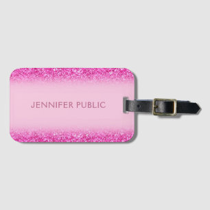 Glamorous Pink Glitter Modern Template Elegant Luggage Tag