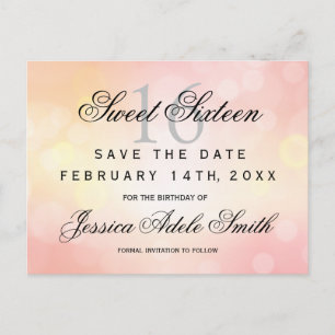 Glamorous Pink Glitter Sweet 16 save the date Postcard