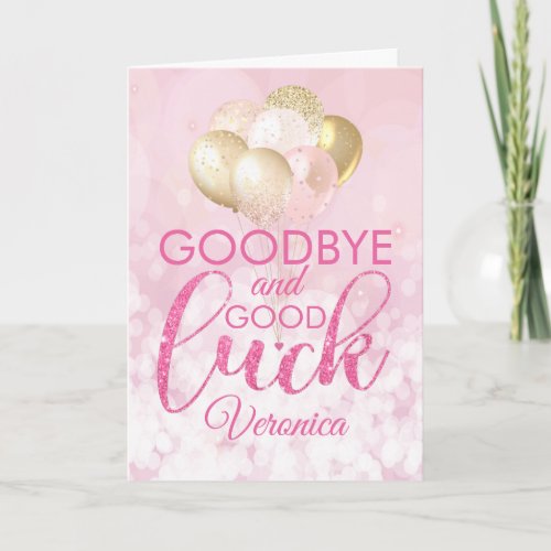 Glamorous Pink Goodbye And Good Luck Card