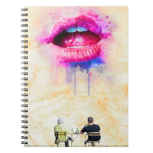  Glamorous Pink Lip Illustration Notebook (Front)