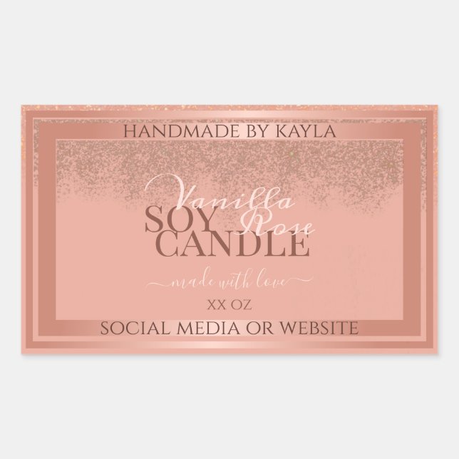 Glamorous Pink Product Packaging Labels Rose Gold (Front)