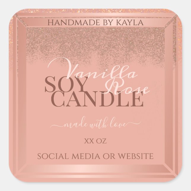 Glamorous Pink Product Packaging Labels Rose Gold (Front)