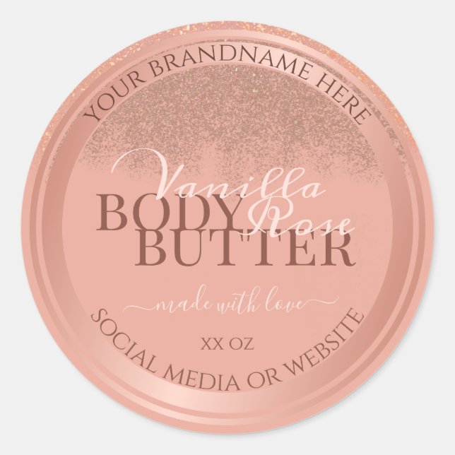 Glamorous Pink Product Packaging Labels Rose Gold (Front)