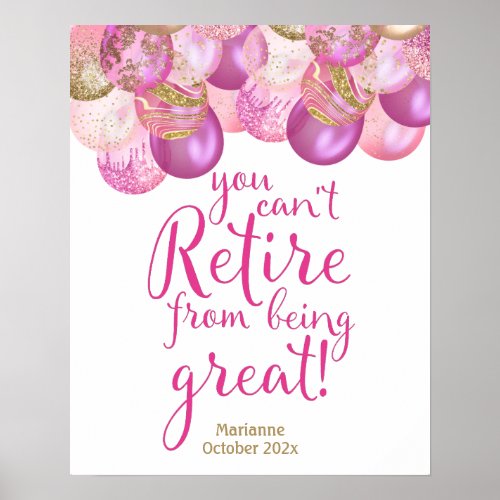 Glamorous Pink Retirement Party Print Sign
