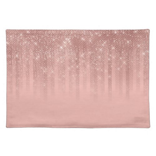 Glamorous Pink Rose Gold Glitter Striped Gradient Cloth Placemat
