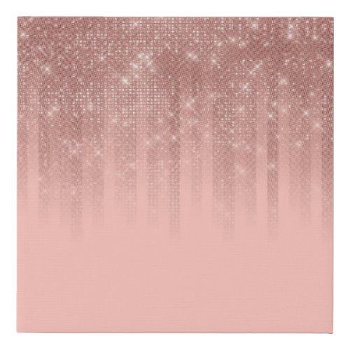 Glamorous Pink Rose Gold Glitter Striped Gradient Faux Canvas Print