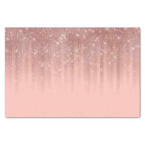 Glamorous Pink Rose Gold Glitter Striped Gradient Tissue Paper