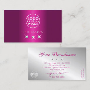 Glamorous Pink Silver Sparkling Diamonds with Logo Business Card