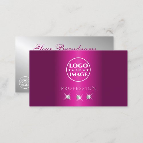 Glamorous Pink Silver Sparkling Diamonds with Logo Business Card