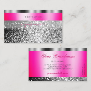 Glamorous Pink Silver Sparkling Glitter Shimmery Business Card