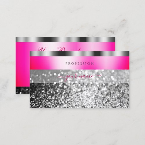 Glamorous Pink Silver Sparkling Glitter Shimmery Business Card