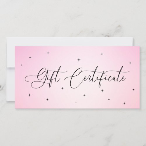 Glamorous Pink Sparkle Business Gift Certificate  
