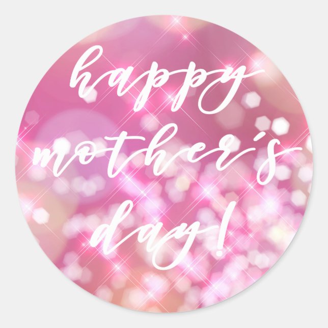 Glamorous Pink Sparkle Happy Mother's Day Stickers (Front)