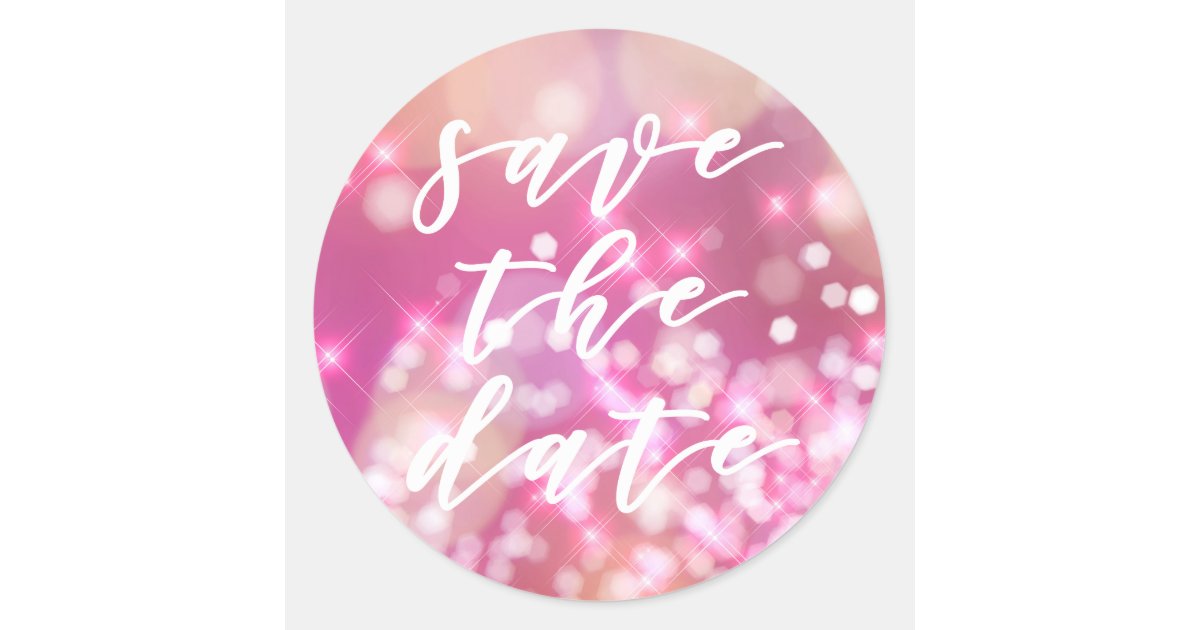 Glamorous Pink Sparkle, Save the Date Stickers
