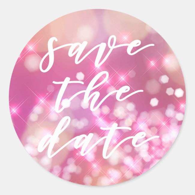 Glamorous Pink Sparkle | Save the Date Stickers