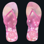 Glamorous pink sparkles Monogram Flip Flops<br><div class="desc">NewParkLane - Get ready for summer with these monogrammed flip flops, with a pink shimmery, sparkling background, and a hot pink frame for your monogram. Cute design for any girl who loves glamour! Easy to customize in Zazzle with your own text for a personalized design. All text style, colors, sizes...</div>
