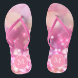 Glamorous pink sparkles Monogram Flip Flops<br><div class="desc">NewParkLane - Get ready for summer with these monogrammed flip flops, with a pink shimmery, sparkling background, and a hot pink frame for your monogram. Cute design for any girl who loves glamour! Easy to customize in Zazzle with your own text for a personalized design. All text style, colors, sizes...</div>