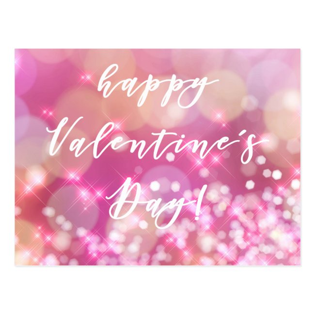 Glamorous Pink Sparkles Valentine's Day Postcard