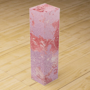 Glamorous Pink Sparkly Metallic Foil Wine Box