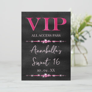 Glamorous Pink VIP on Black Invitation