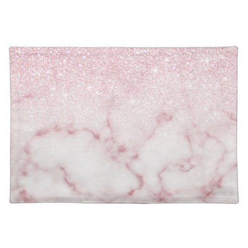 Glamorous Pink White Glitter Marble Gradient Ombre Cloth Placemat